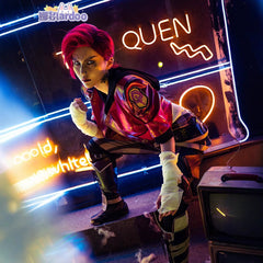 Vi League of Legends Jacke mit Hosen Cosplay Kostuem Damen Rot