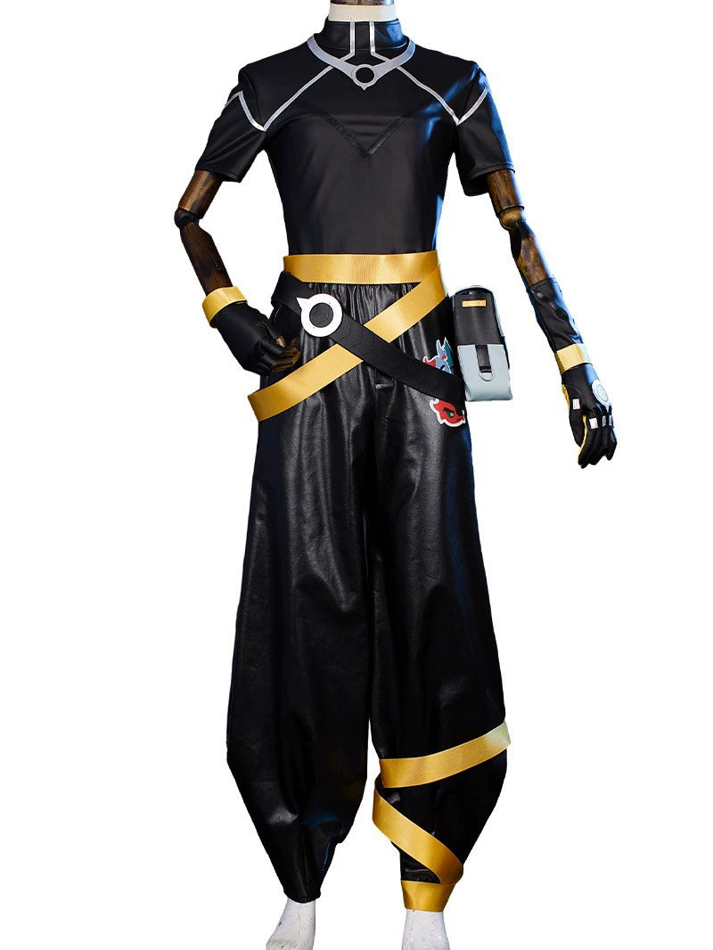 Ezreal League of Legends Buehnen-Outfit Cosplay Kostuem Damen Schwarz Gold