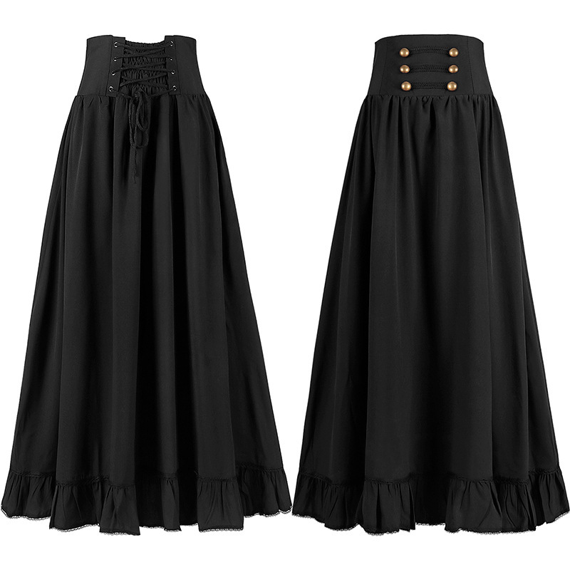 Gothic-Puffkleid – Kordelzug mit Rüschen, DAMEN
