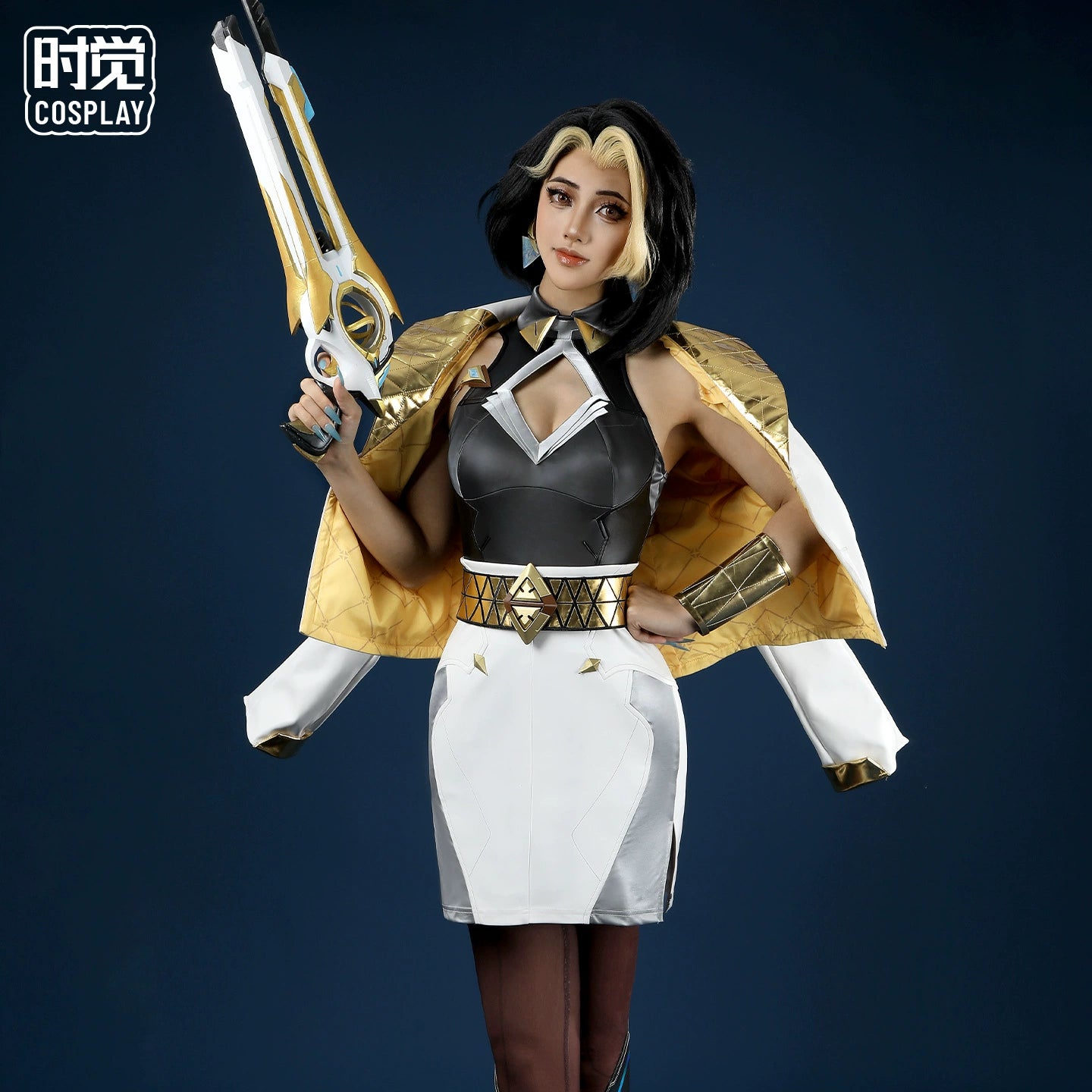 Jinyu Overwatch Gold-Schwarzes Anzug-Set Cosplay Kostuem Damen