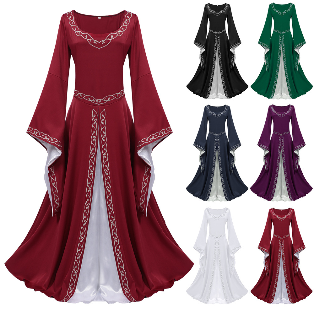 Hof- Glockenärmelkleid – europäisches Prinzessinnen-Kleid für Bühne, DAMEN
