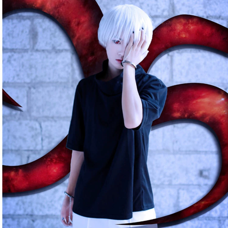 Ken Kaneki Tokyo Ghoul Schwarzer Kapuzenmantel Cosplay Kostuem Damen