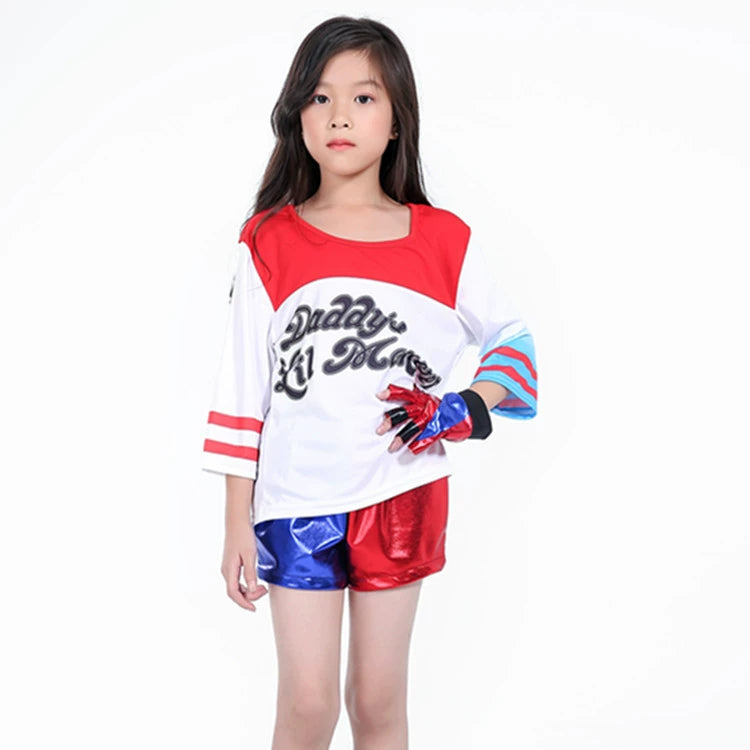 Harley Quinn Suicide Squad Bestickte Jacke Shorts Set Cosplay Kostuem Damen