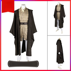 Mace Windu Star Wars Robe Cosplay Kostuem Damen Braun Beige