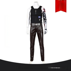 Johnny Silverhand Cyberpunk 2077 Lederjacken-Outfit Cosplay Damen Schwarz Braun