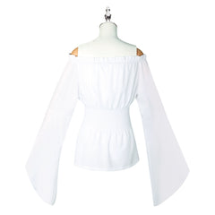 Renaissance Pirate Halloween & Mittelalter Weisse Bluse mit Hose Cosplay Kostuem Damen
