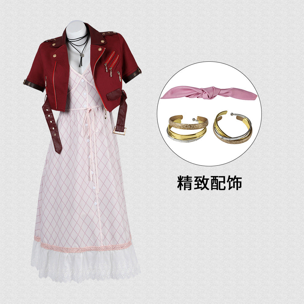 Final Fantasy 7 FF7 Aerith Gainsborough Cosplay Costume Set