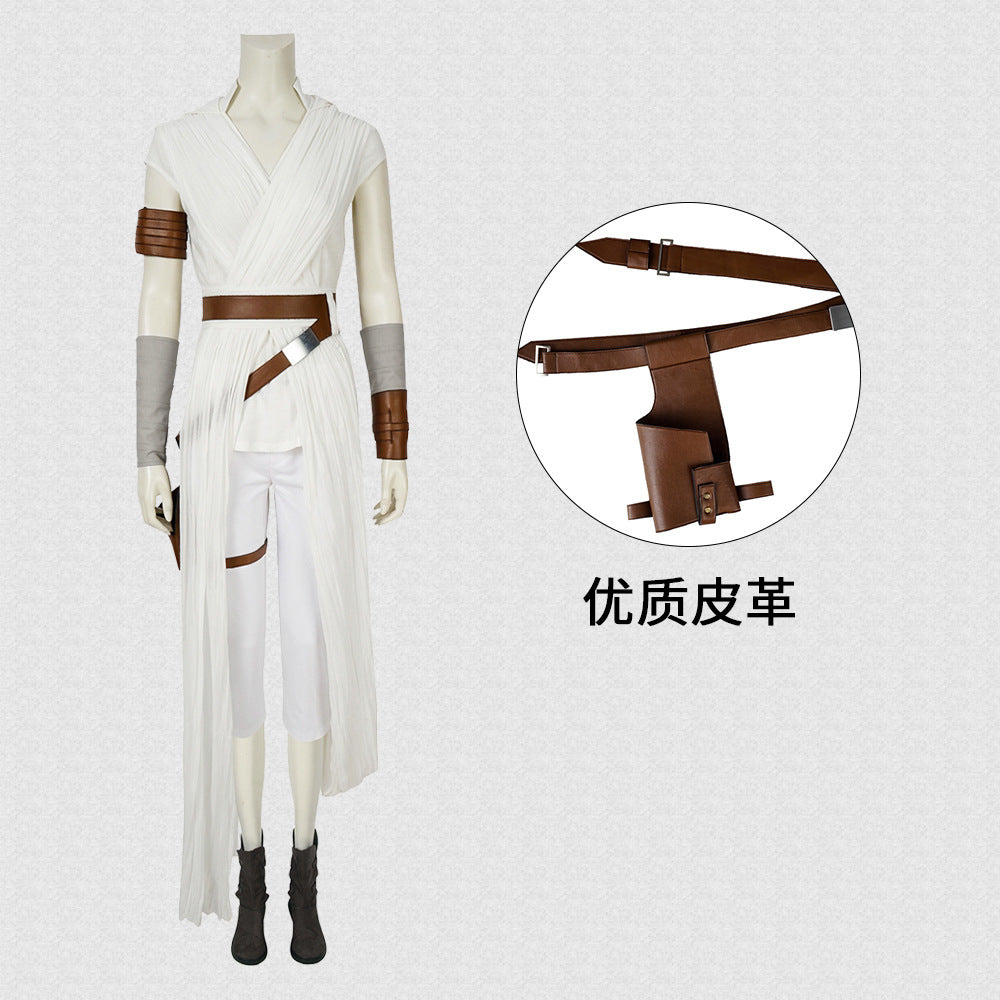 Film Star Wars: The Rise of Skywalker Rey Cosplay Costume White Suit
