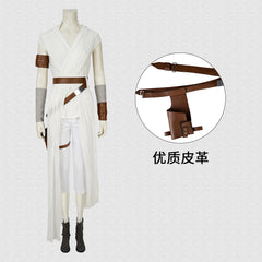 Film Star Wars: The Rise of Skywalker Rey Cosplay Costume White Suit