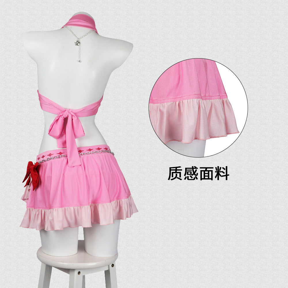 Game FF7 Final Fantasy 7: Rebirth Aerith Gainsborough Cosplay Costume Pink Swimsuit Female