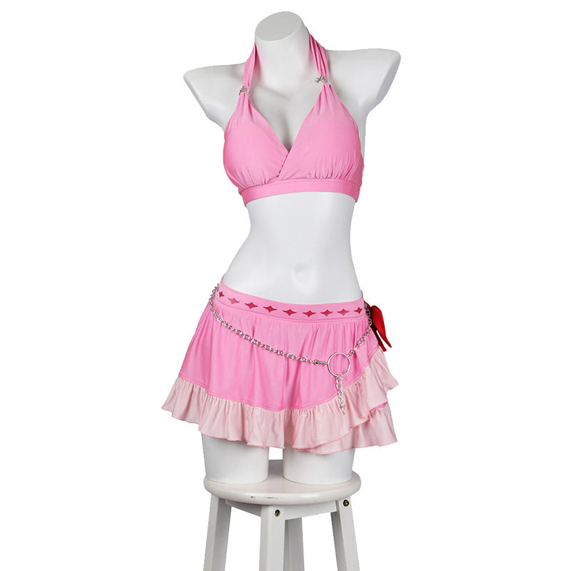 Game FF7 Final Fantasy 7: Rebirth Aerith Gainsborough Cosplay Costume Pink Swimsuit Female
