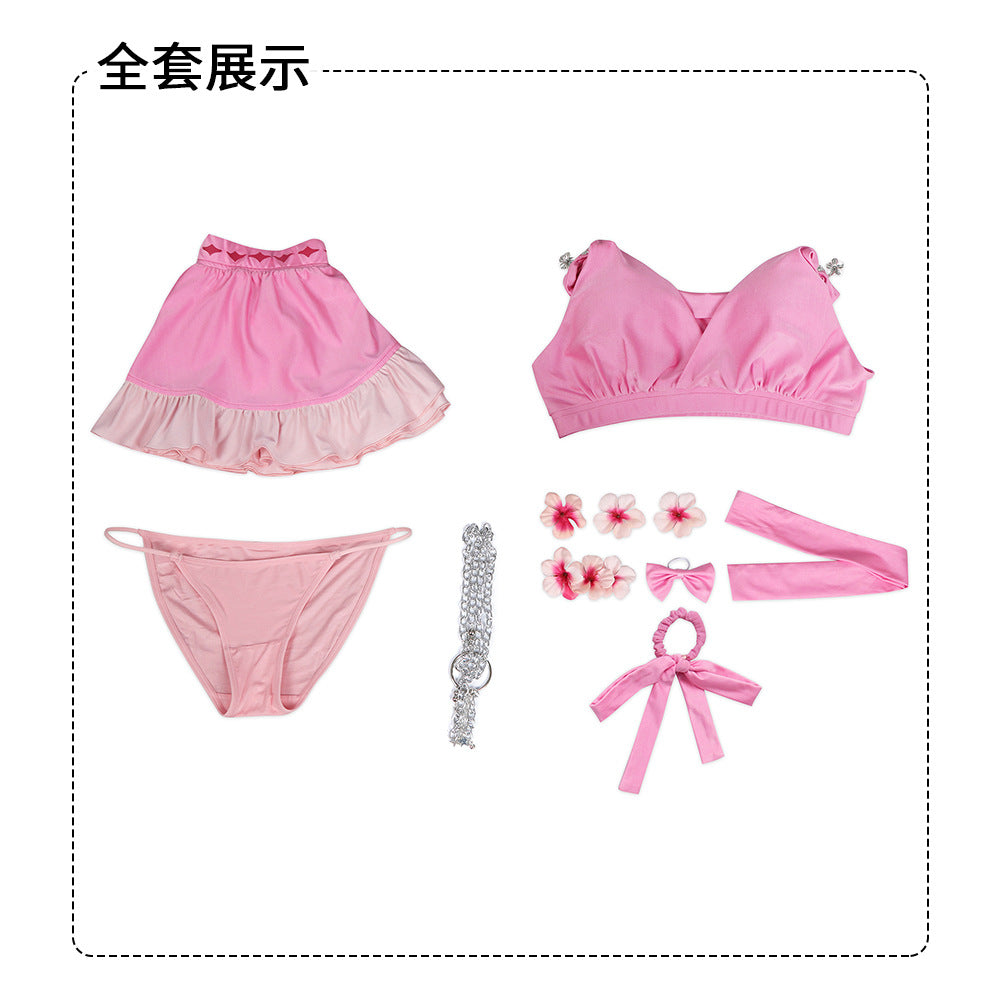 Game FF7 Final Fantasy 7: Rebirth Aerith Gainsborough Cosplay Costume Pink Swimsuit Female