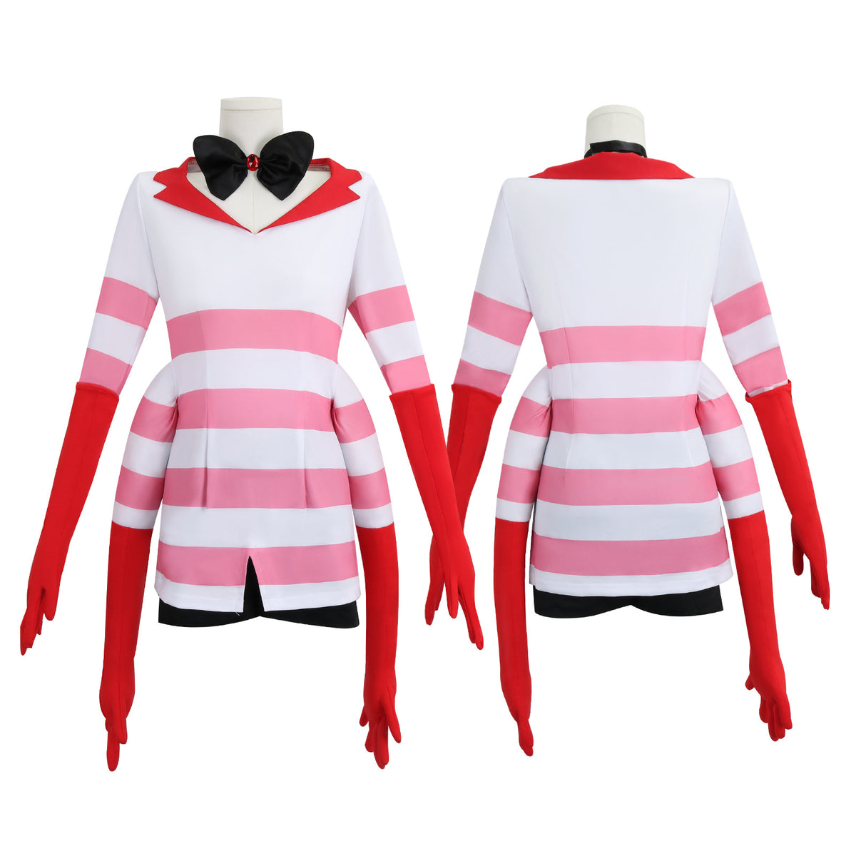 Hazbin Hotel Angel Dust Cosplay Costume Full Red and White Striped Dress