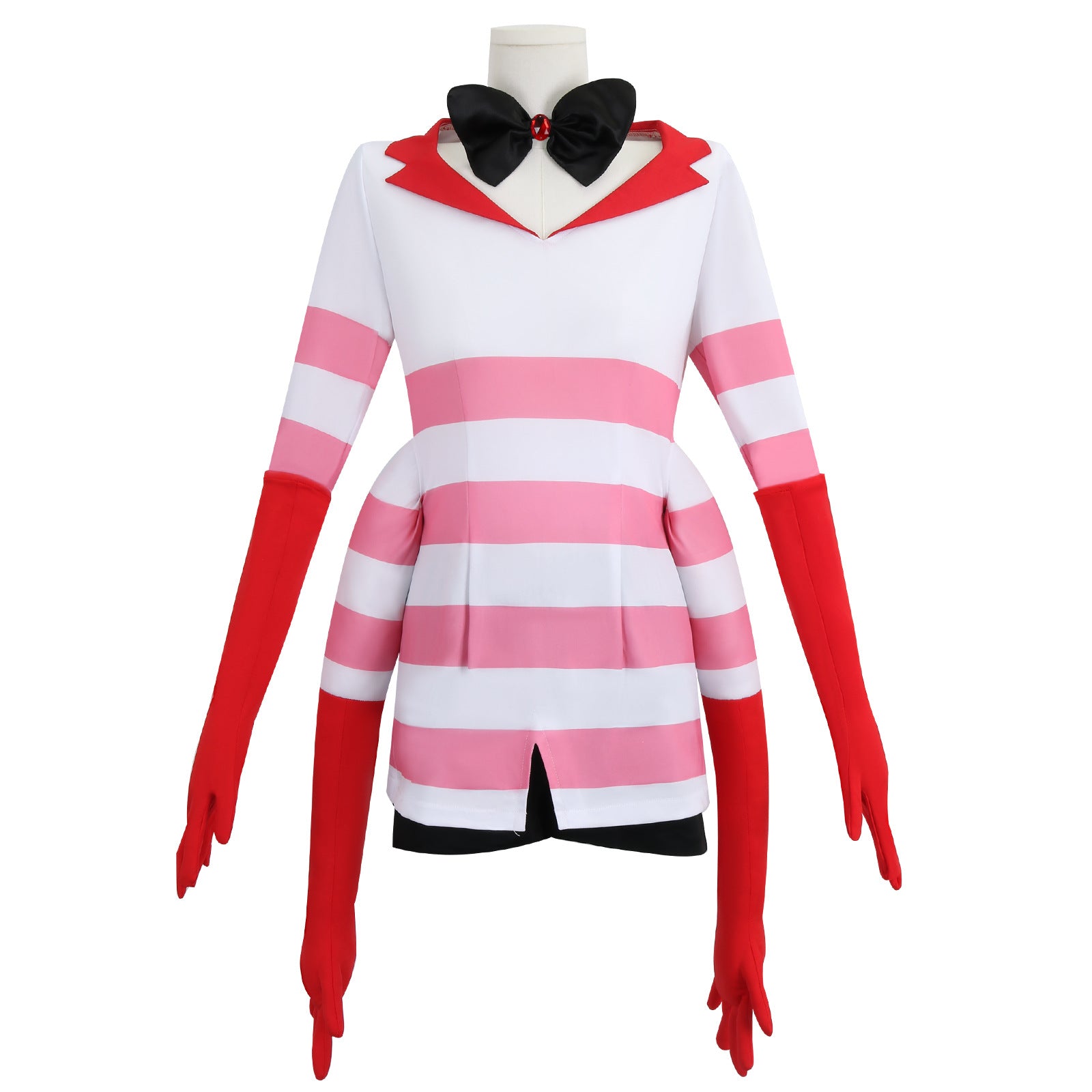Hazbin Hotel Angel Dust Cosplay Costume Full Red and White Striped Dress