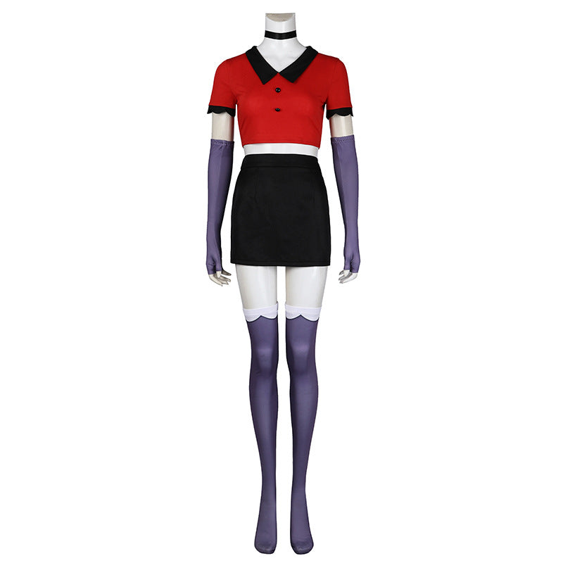 Hazbin Hotel Vaggie Cosplay Costume Red Suit