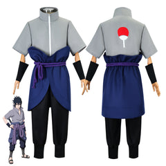 Naruto Shippuden Sasuke Uchiha Cosplay Costume Complete Set Gray