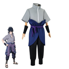 Naruto Shippuden Sasuke Uchiha Cosplay Costume Complete Set Gray