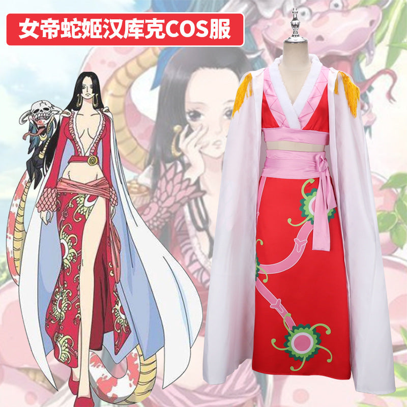 One Piece Boa Hancock the Snake Princess Cosplay Costume Red Cheongsam Suit