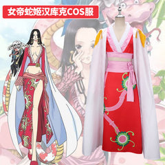 One Piece Boa Hancock the Snake Princess Cosplay Costume Red Cheongsam Suit