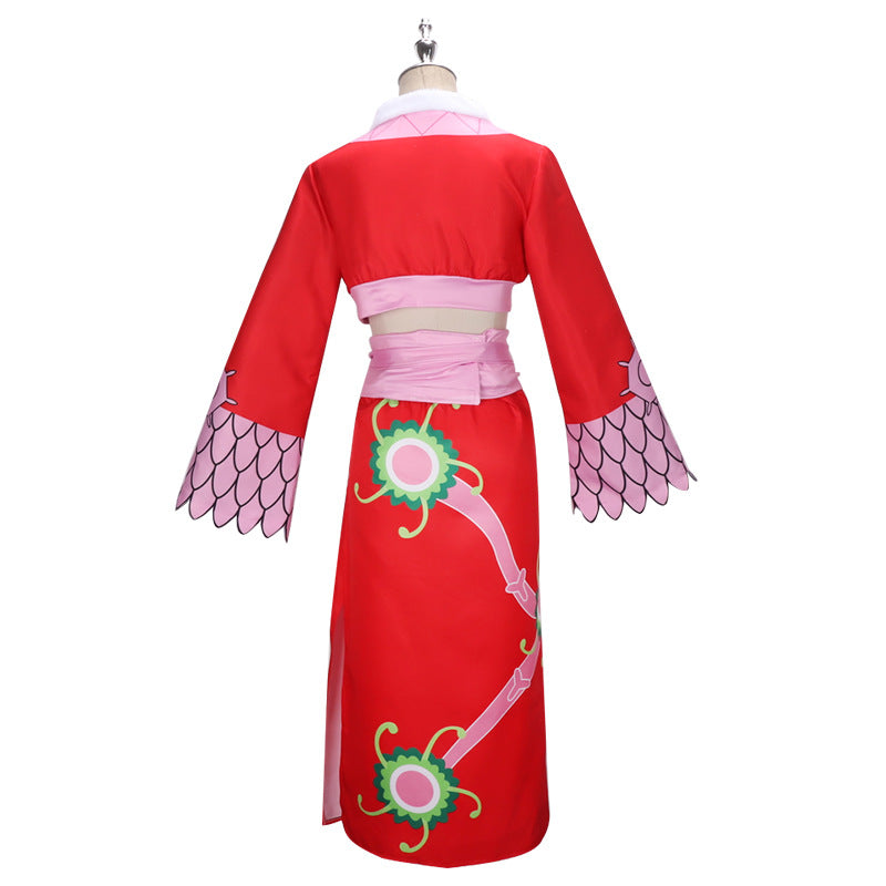 One Piece Boa Hancock the Snake Princess Cosplay Costume Red Cheongsam Suit
