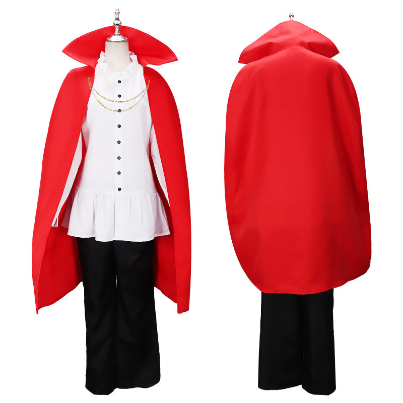 One Piece Sanji Cosplay Costume Red Cape Suit