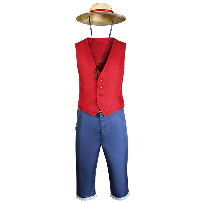 Live-action film One Piece Luffy costume hat full cosplay costume set