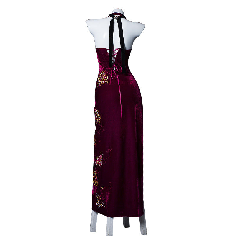 Resident Evil 4 Remake King Ada Cosplay Embroidered Cheongsam Costume Set