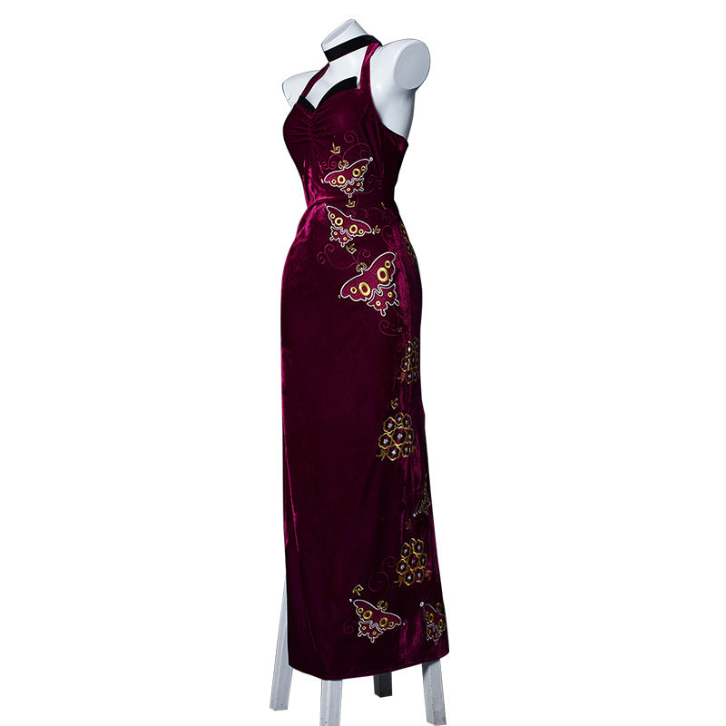 Resident Evil 4 Remake King Ada Cosplay Embroidered Cheongsam Costume Set