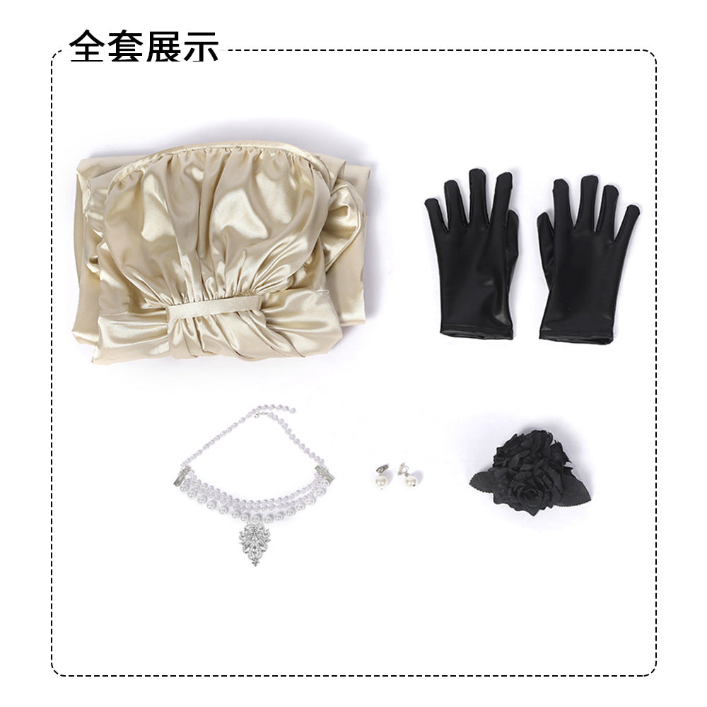 Resident Evil 8 Alcina Dimitrescu Cosplay Dress Hat Necklace Full Set
