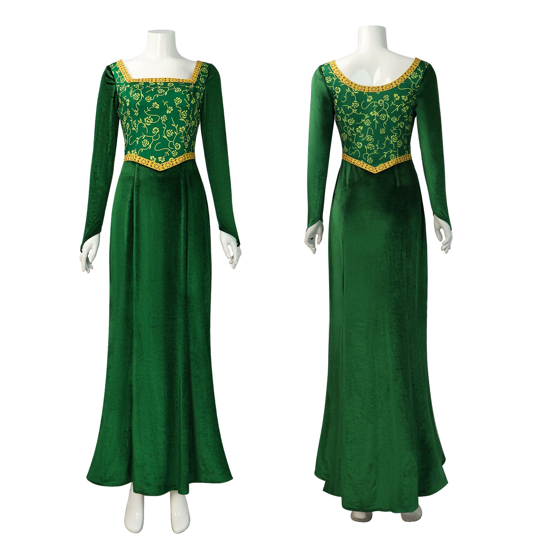 Shrek the Musical Princess Fiona Cosplay Costume Green Long Dress