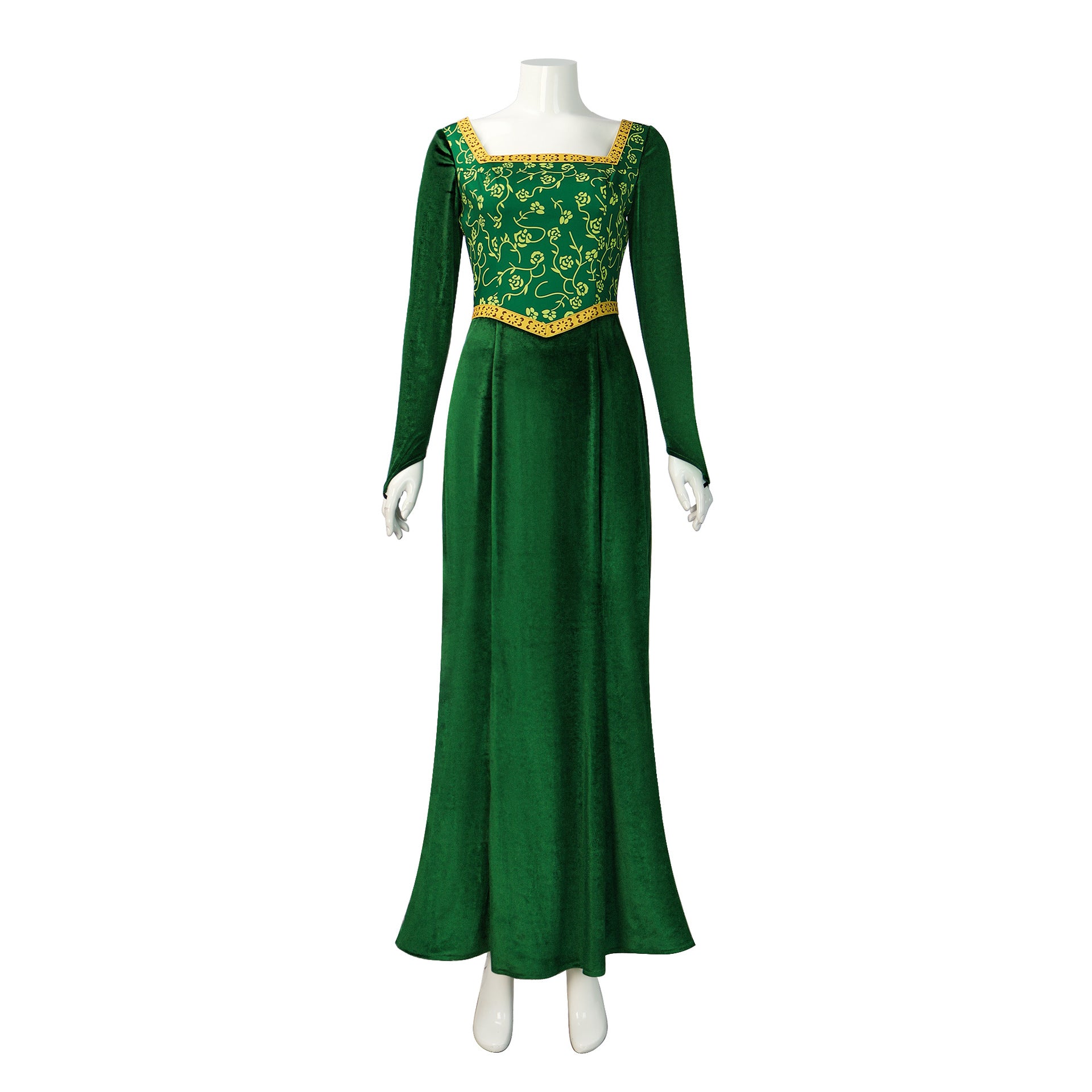 Shrek the Musical Princess Fiona Cosplay Costume Green Long Dress