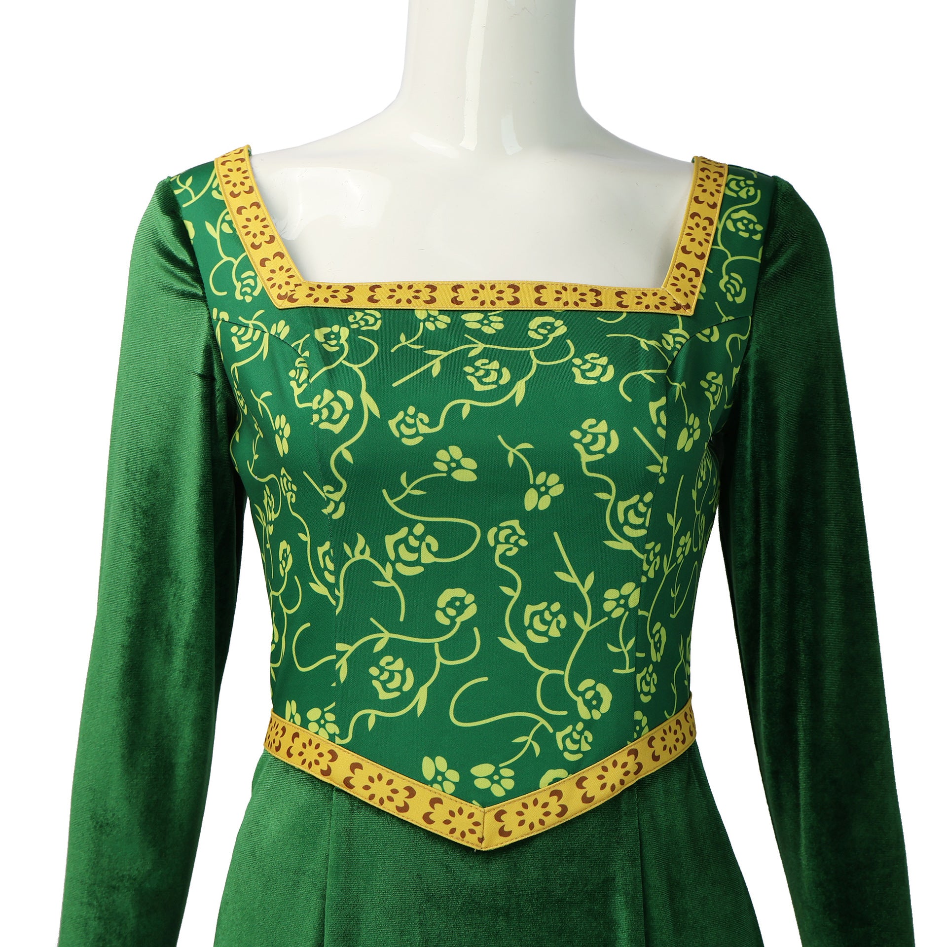 Shrek the Musical Princess Fiona Cosplay Costume Green Long Dress