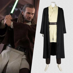 Movie Star Wars Episode 1-The Phantom Menace: Qui-Gon Jinn Cosplay Costume Cloak Set