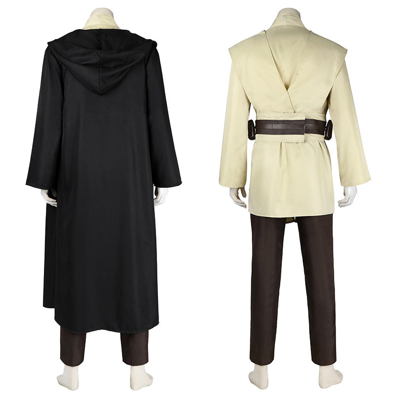 Movie Star Wars Episode 1-The Phantom Menace: Qui-Gon Jinn Cosplay Costume Cloak Set