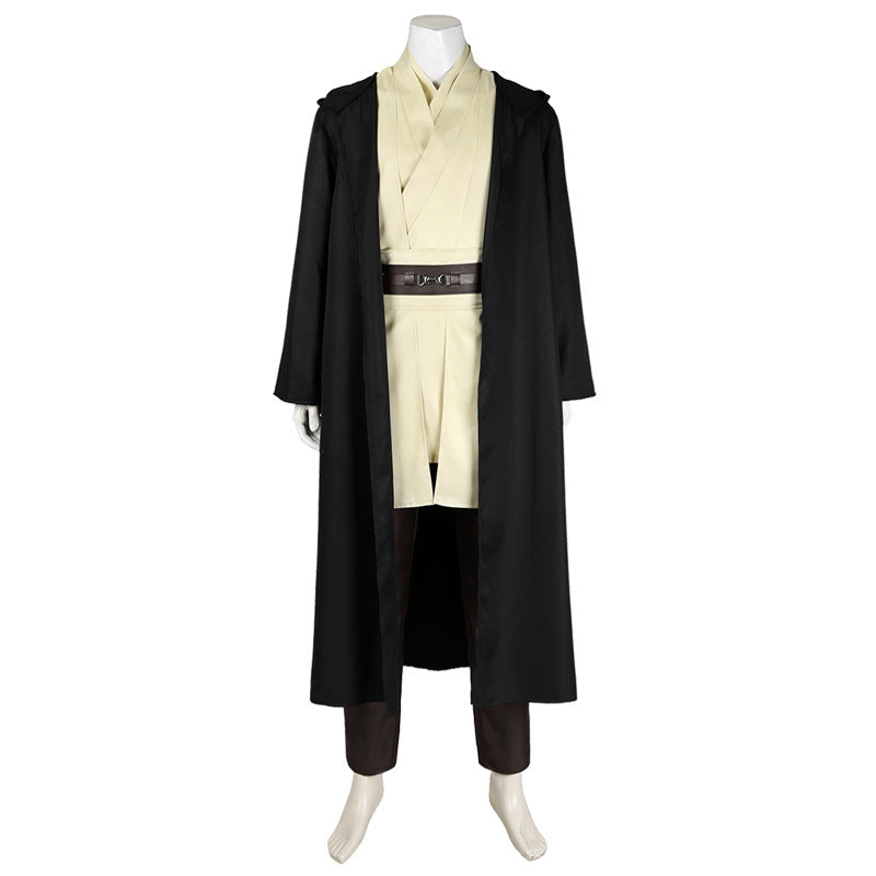 Movie Star Wars Episode 1-The Phantom Menace: Qui-Gon Jinn Cosplay Costume Cloak Set
