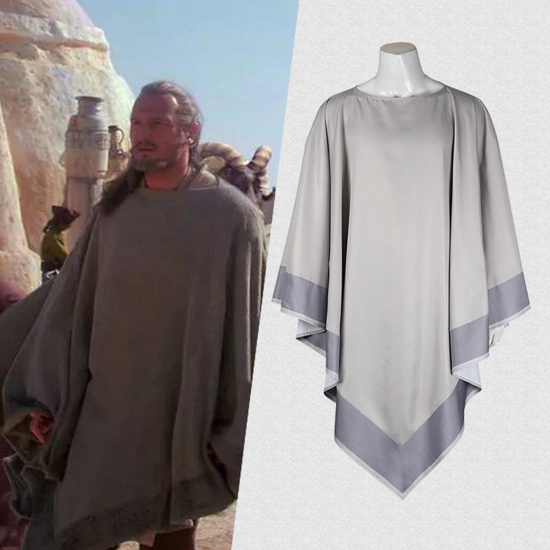 Movie Star Wars Episode 1-The Phantom Menace: Qui-Gon Jinn Cosplay Costume Robe Cloak