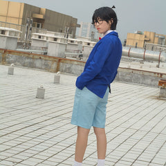 Kaito Wig Set Detective Conan Mantel mit Perücke Cosplay Kostuem Damen