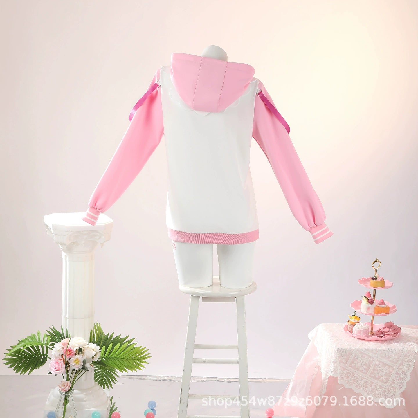 Alice NIKKE Hoodie Cosplay Kostuem Damen Weiss Rosa