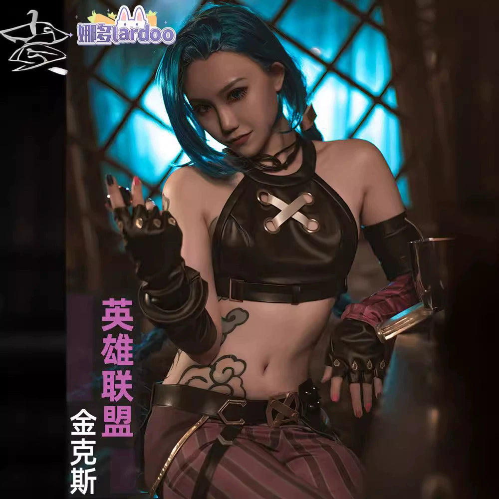 Jinx League of Legends Outfit Cosplay Kostuem Damen Lila