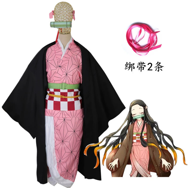 Tanjiro Kamado Demon Slayer Team-Set Cosplay Kostuem Damen Mehrfarbig
