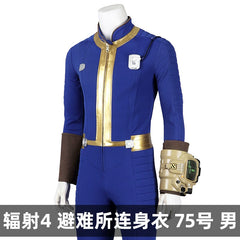 Fallout Vault 75 Jumpsuit Cosplay Kostuem Damen Blau Gelb