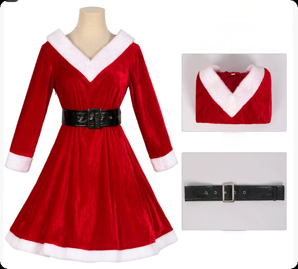 Weihnachtskleid – Xmas-Costume Rot für Party, DAMEN