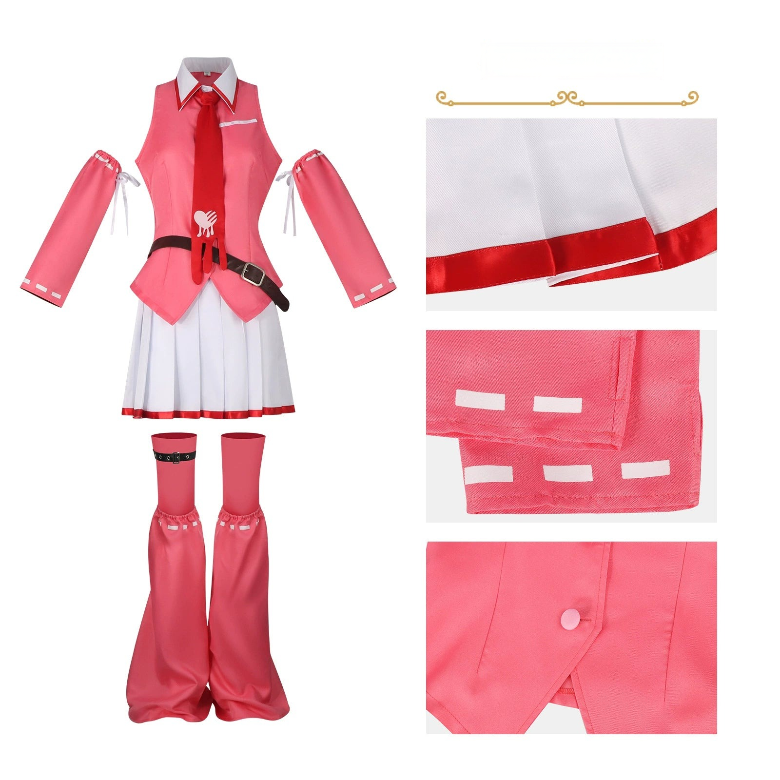 Miku Baer Kollab Vocaloid Pinkes Kollab-Set Cosplay Kostuem Damen