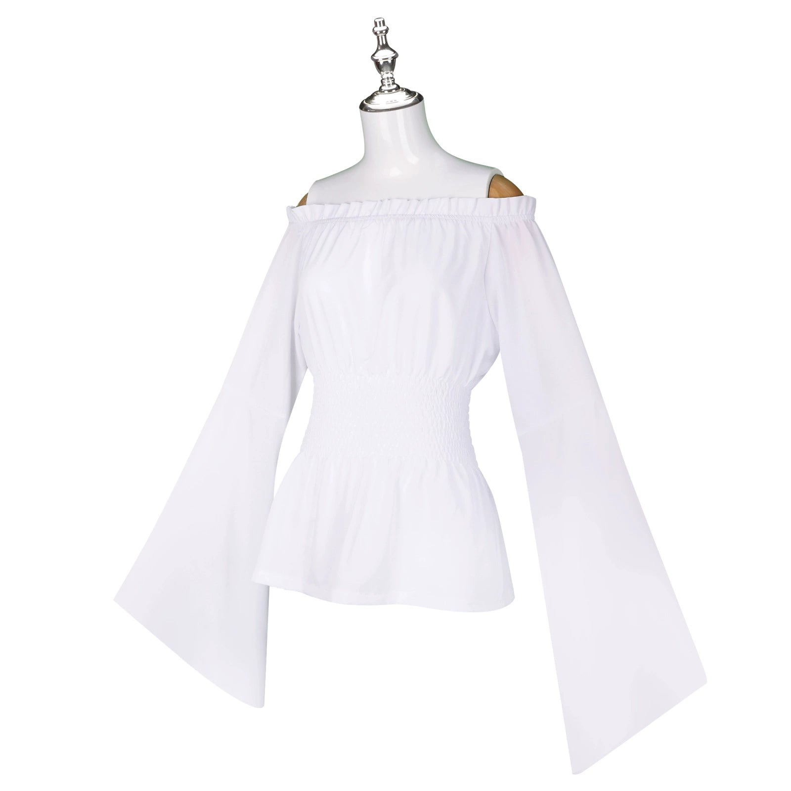 Renaissance Pirate Halloween & Mittelalter Weisse Bluse mit Hose Cosplay Kostuem Damen