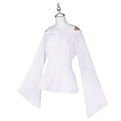 Renaissance Pirate Halloween & Mittelalter Weisse Bluse mit Hose Cosplay Kostuem Damen