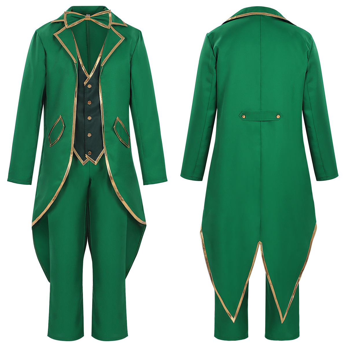 Irischer Gothic-Mantel – Kleeblatt-Anzug mit Zipfelmütze für St. Patrick, HERREN