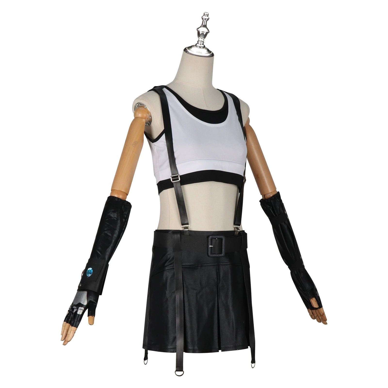 Tifa Lockhart Final Fantasy Schwarzes Kampf-Set Cosplay Kostuem Damen