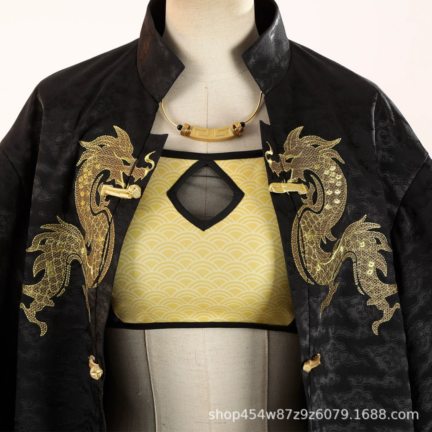 Lan Meng Naraka Bladepoint Kriegsgewand Cosplay Kostuem Damen Schwarz Gold