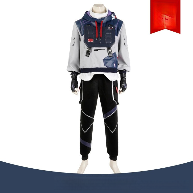 Iso Valorant Anzug Cosplay Kostuem Damen Grau Blau