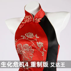 Ada Wong Resident Evil Qipao Kleid Cosplay Kostuem Damen Rot